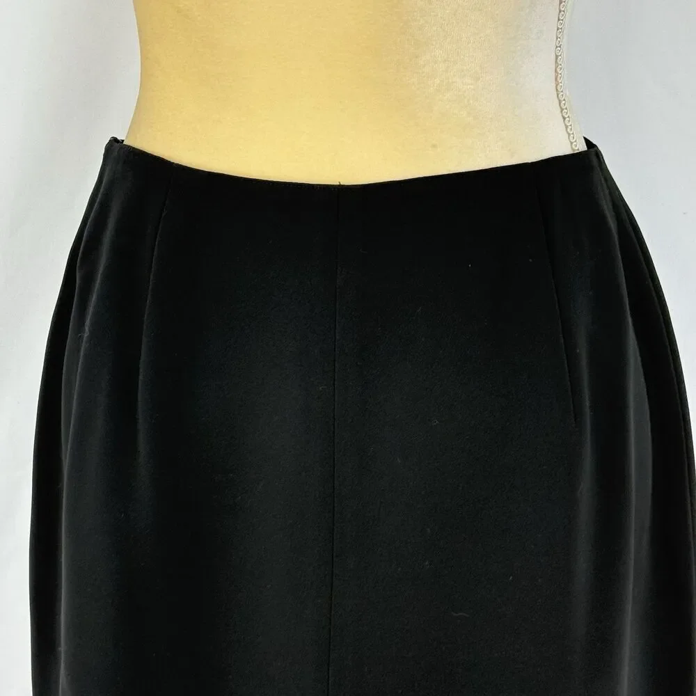 Jones New York Vintage Triacetate Pencil Straight Slit Career Skirt Size 8 Black